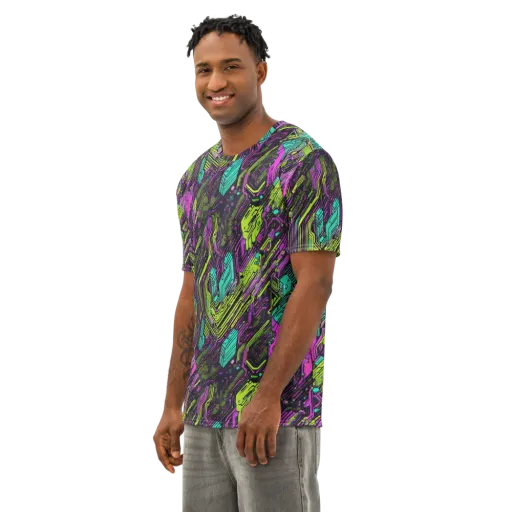 Chromatic Motherboard on a Men's Cotton Crew Neck T-Shirt