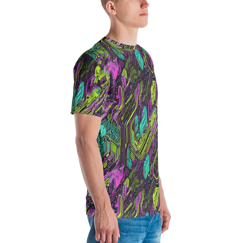 Chromatic Motherboard on Men's Crew Neck T-Shirt — Right