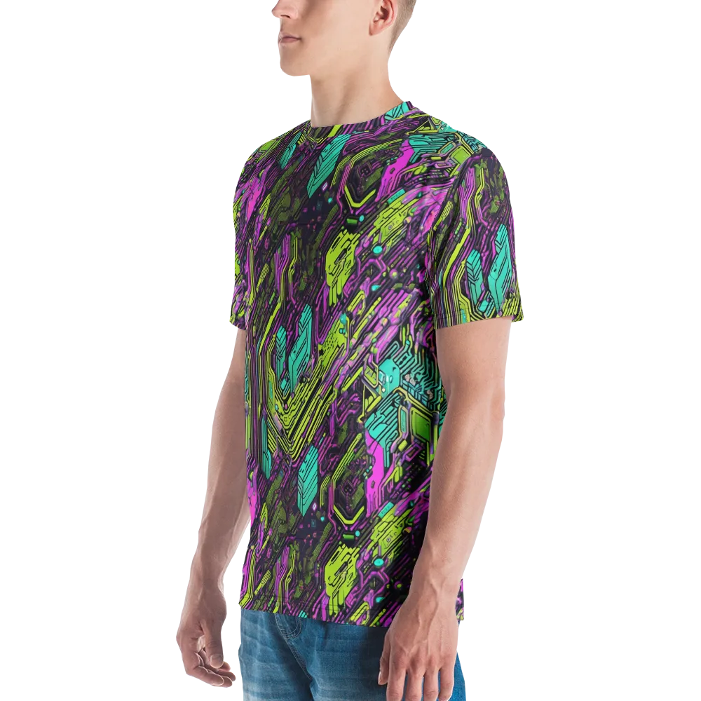 Chromatic Motherboard on Men's Crew Neck T-Shirt — Left