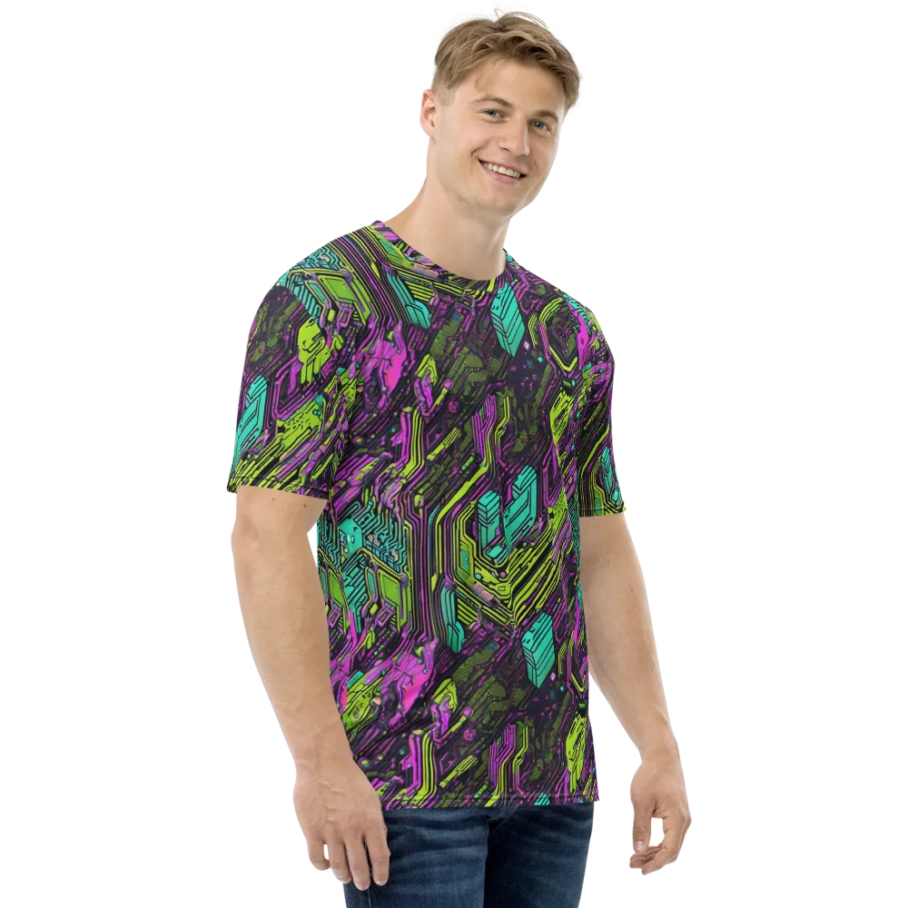 Chromatic Motherboard on Men's Crew Neck T-Shirt — Right