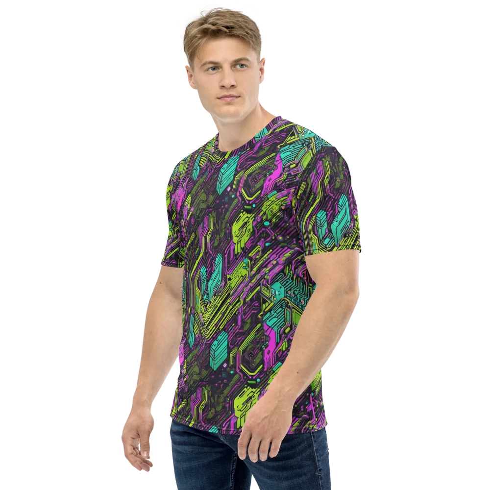 Chromatic Motherboard on Men's Crew Neck T-Shirt — Left