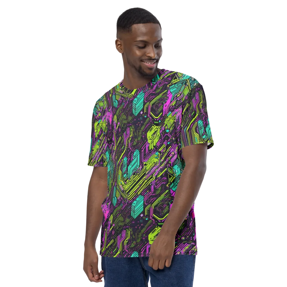 Chromatic Motherboard on Men's Crew Neck T-Shirt — Left