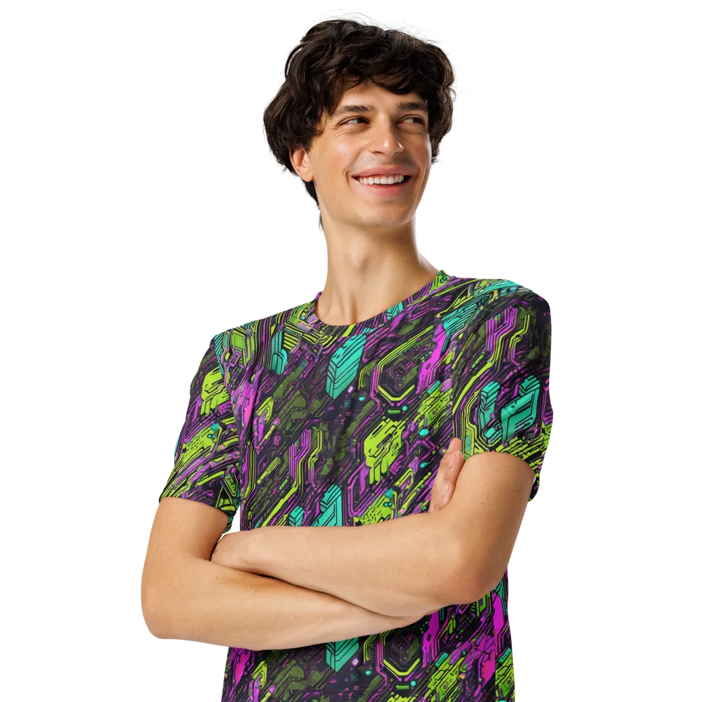 Chromatic Motherboard on Men's Crew Neck T-Shirt — Left Front