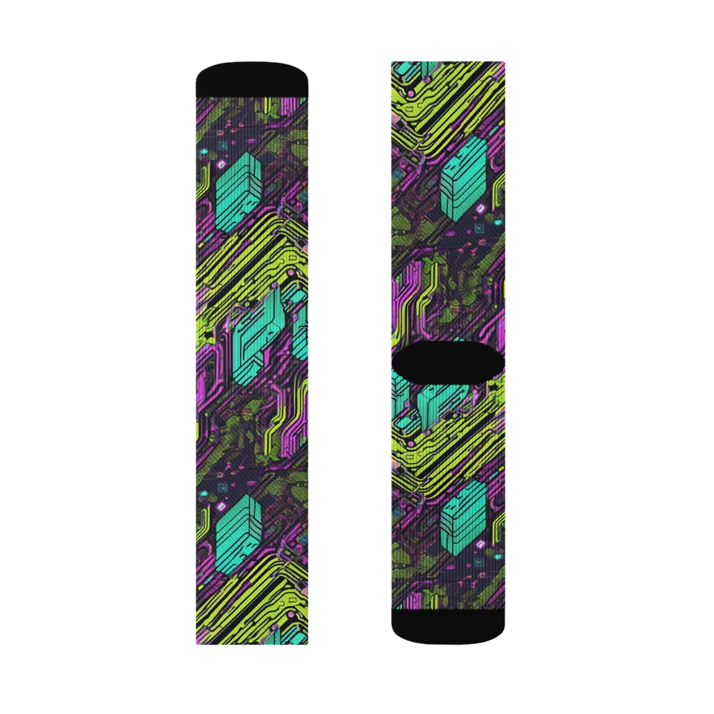 Chromatic Motherboard on Socks — Left Sock
