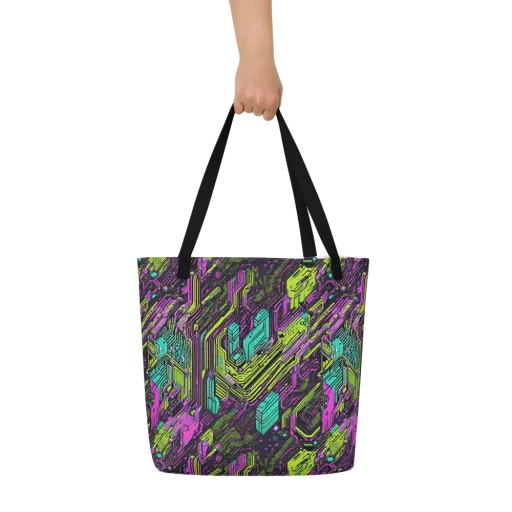 Chromatic Motherboard on a Large Tote Bag W/ Pocket