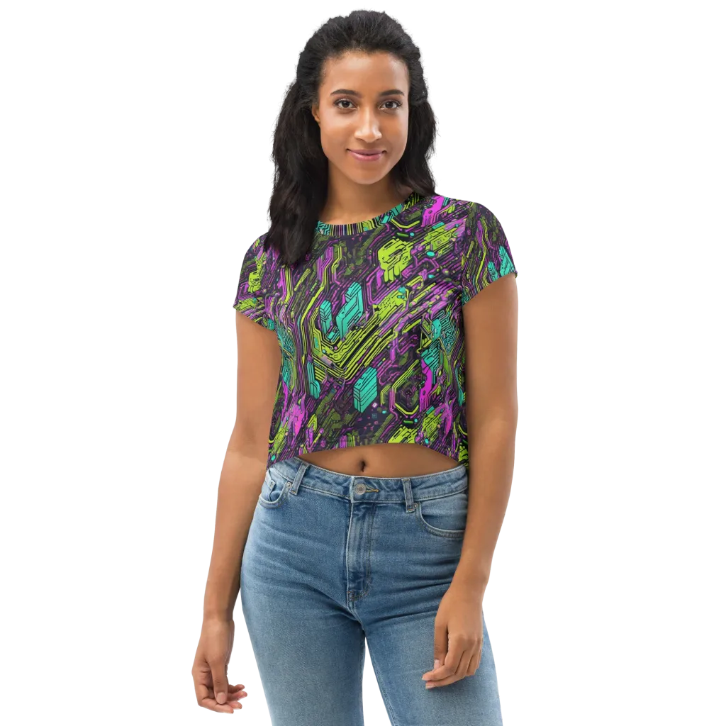 Chromatic Motherboard on Crop Tee — Front