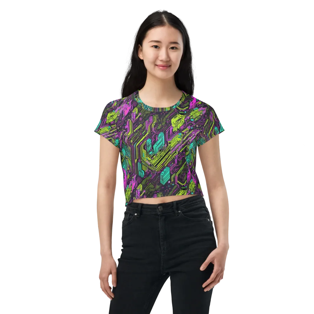 Chromatic Motherboard on Crop Tee — Front
