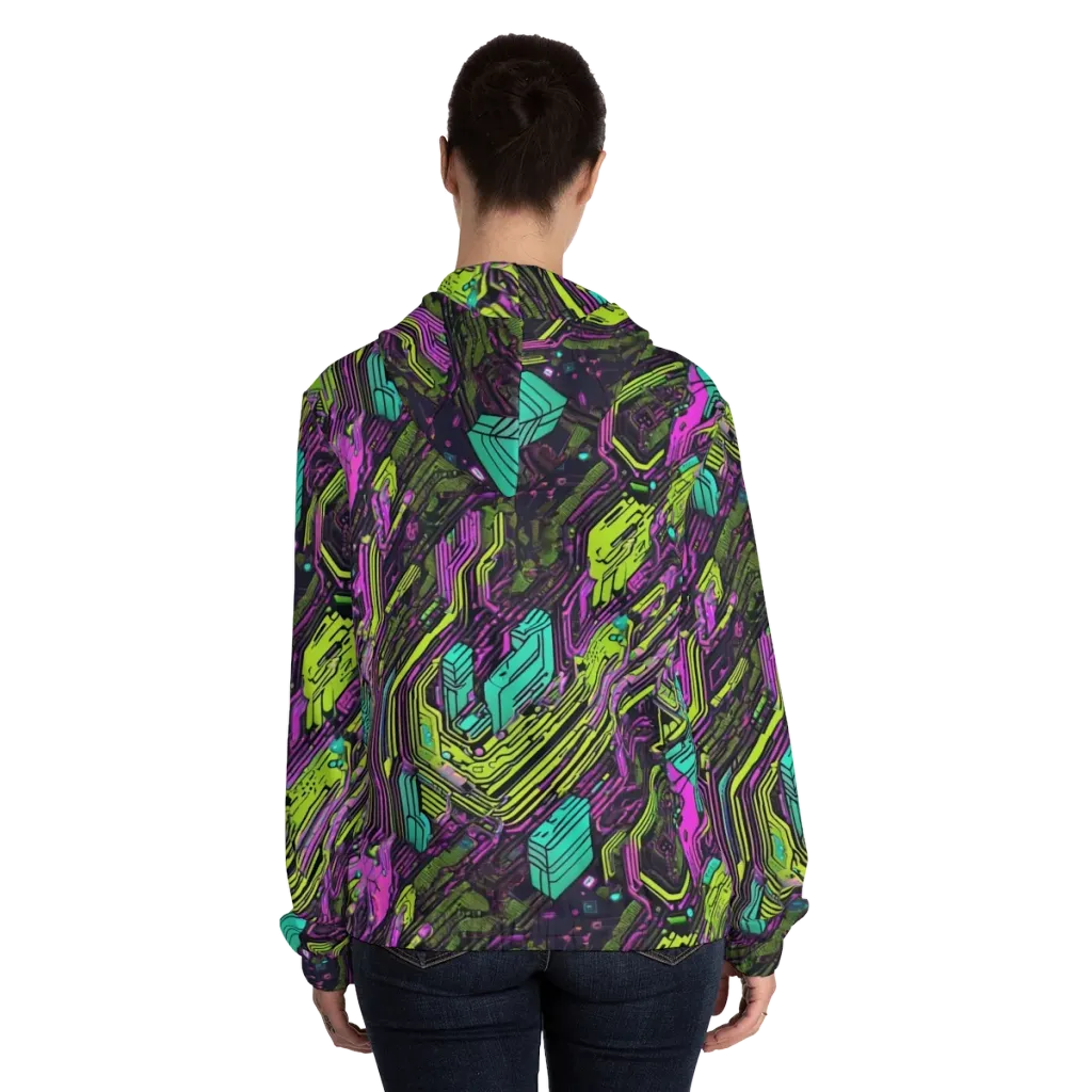 Chromatic Motherboard on Women's Full-Zip Hoodie — Back On Person