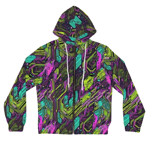 Chromatic Motherboard on a Women's Full-Zip Hoodie