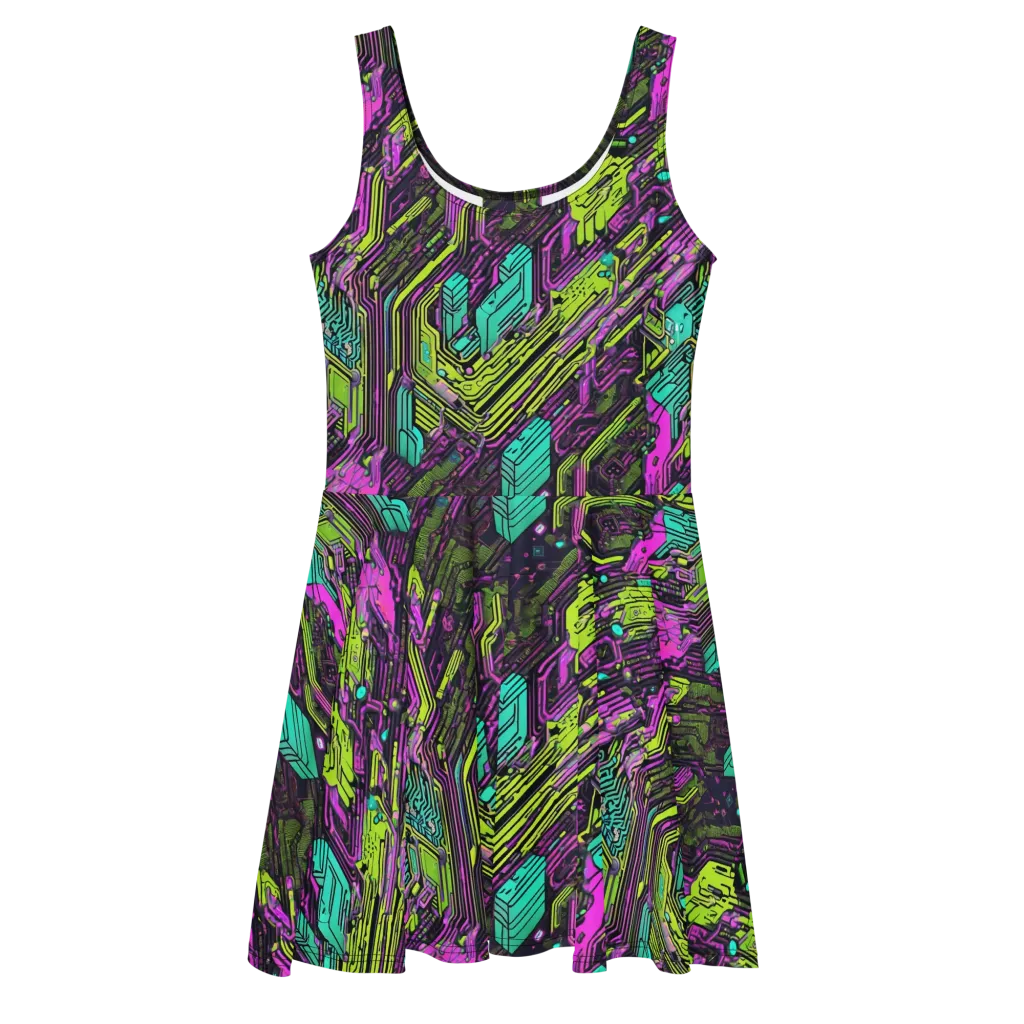 Chromatic Motherboard on Skater Dress — Front