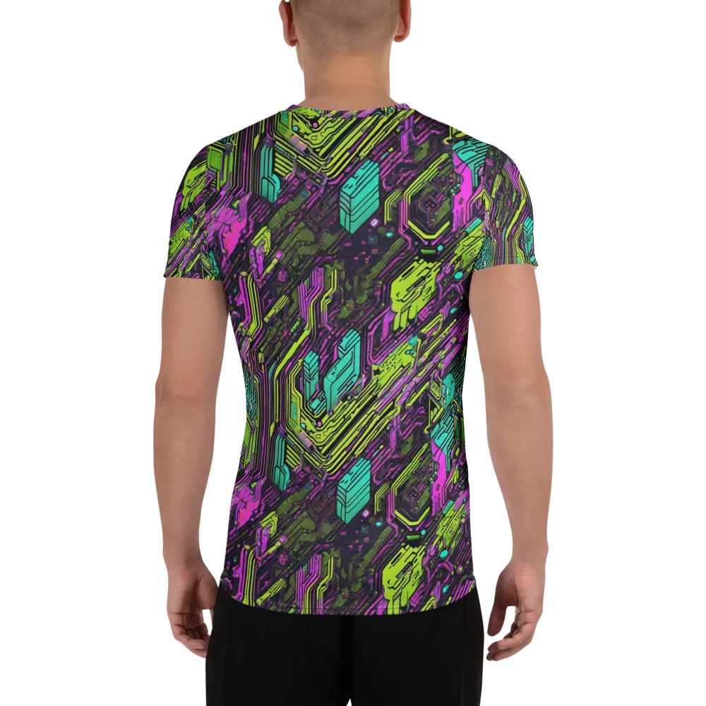 Chromatic Motherboard on Men's Athletic T-Shirt — Back