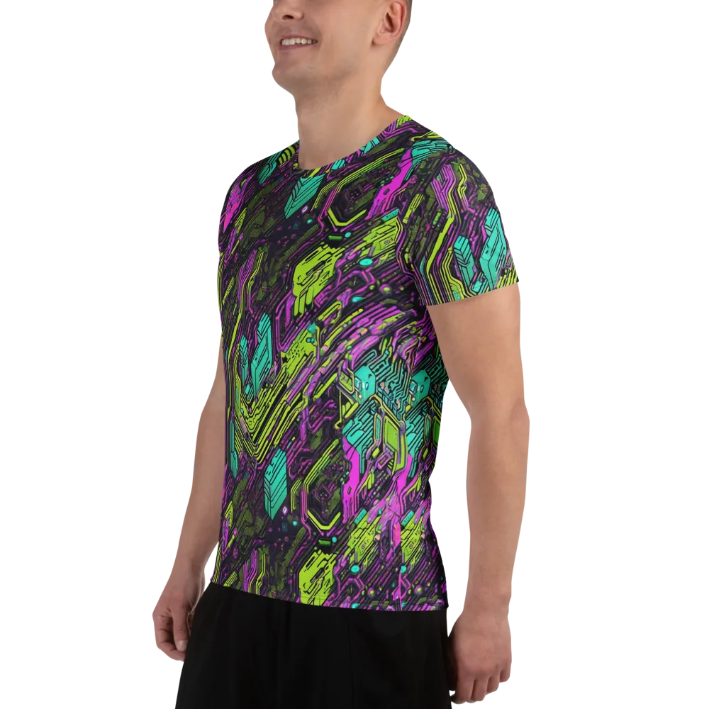 Chromatic Motherboard on Men's Athletic T-Shirt — Left