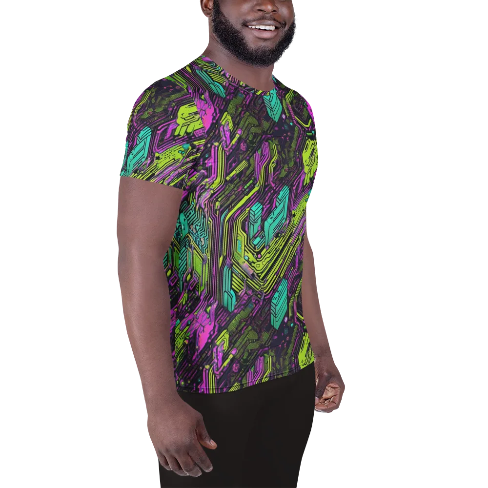 Chromatic Motherboard on Men's Athletic T-Shirt — Right
