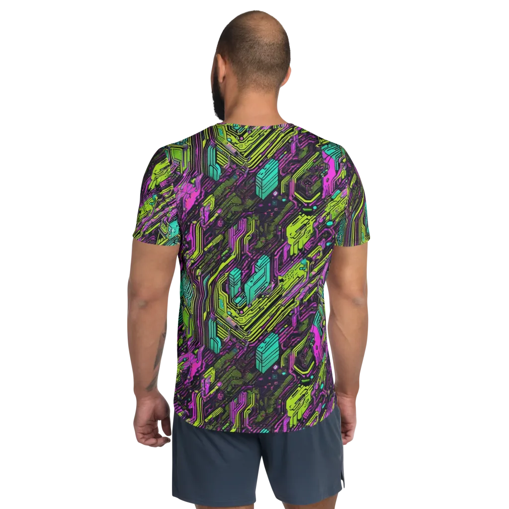 Chromatic Motherboard on Men's Athletic T-Shirt — Back