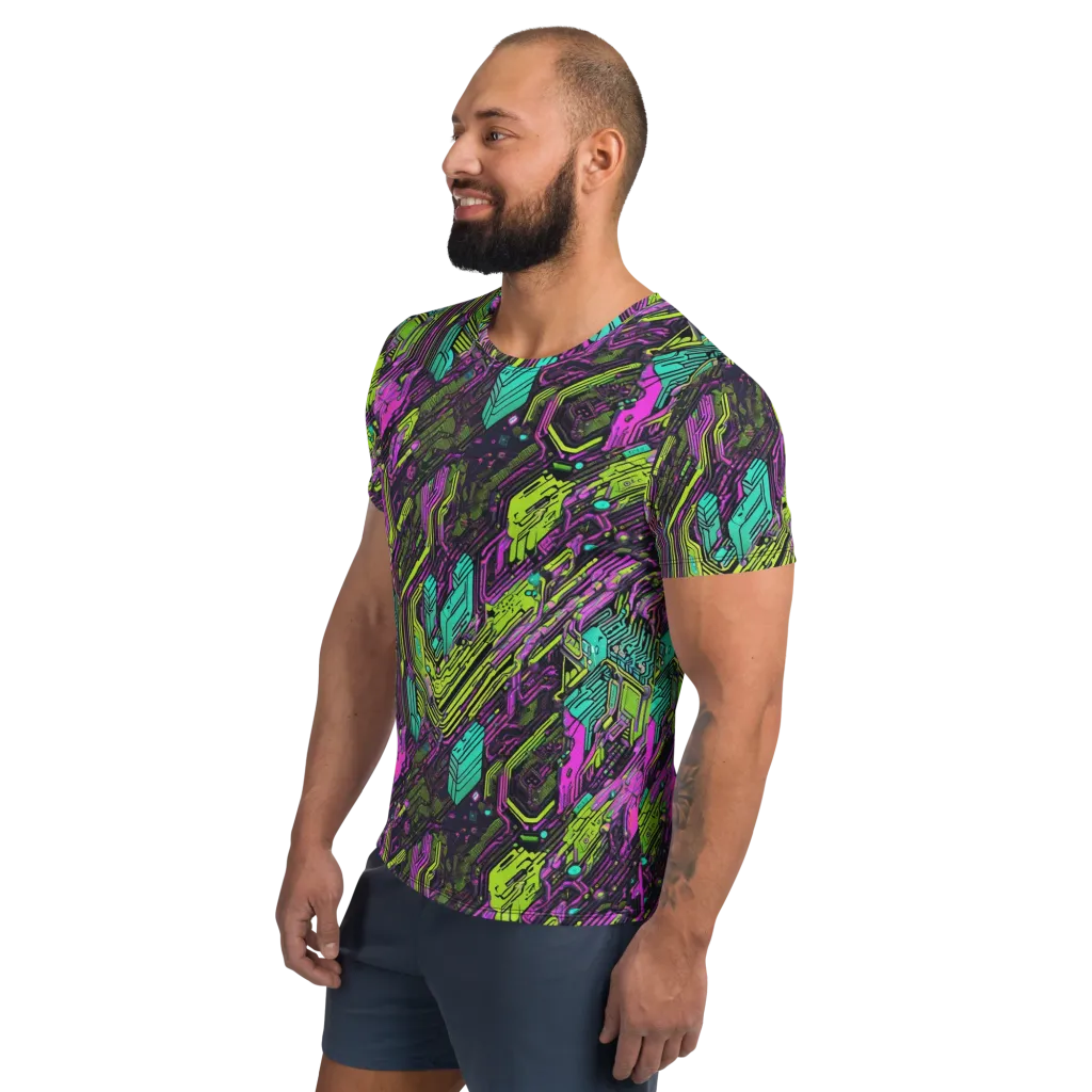 Chromatic Motherboard on Men's Athletic T-Shirt — Left