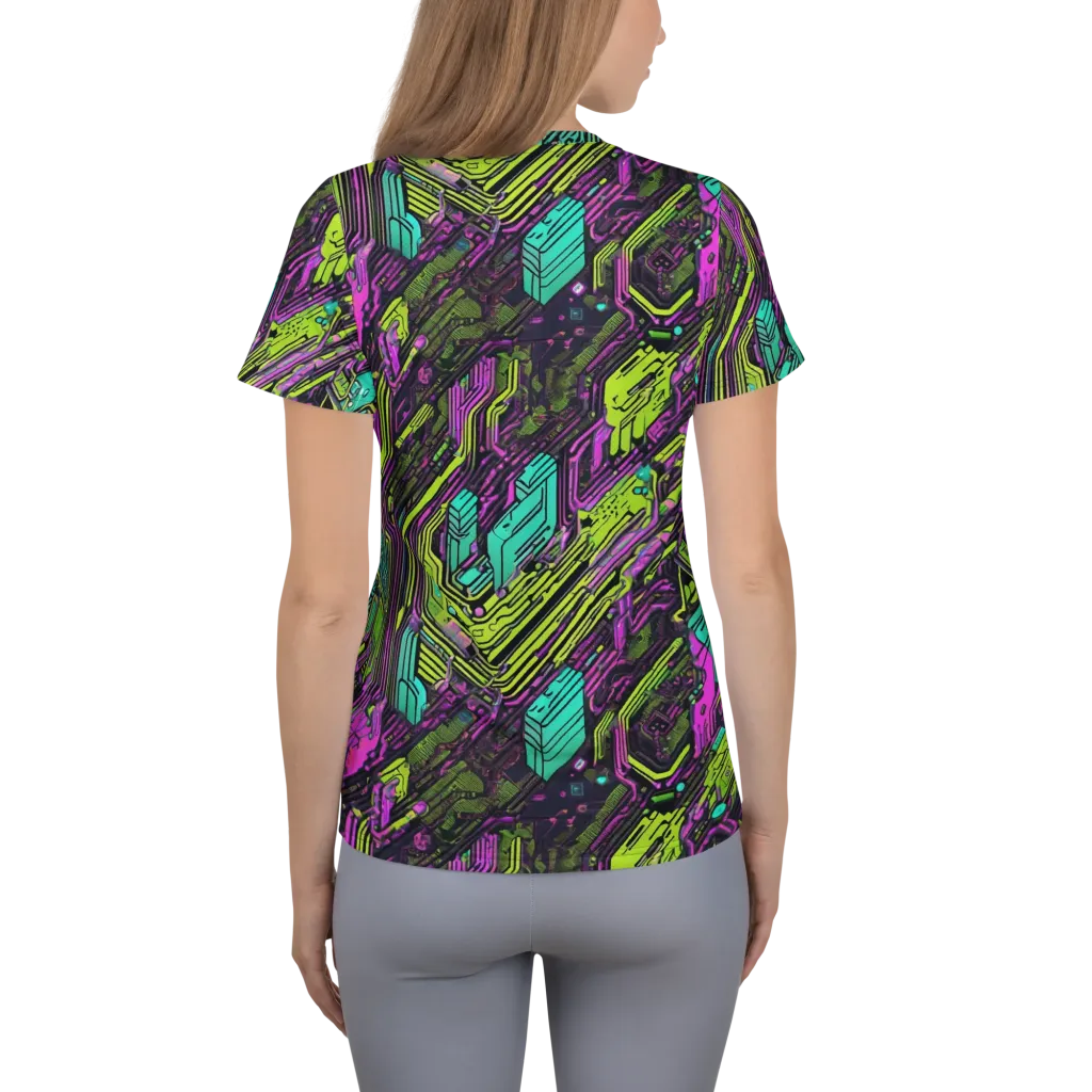 Chromatic Motherboard on Women's Athletic T-Shirt — Back