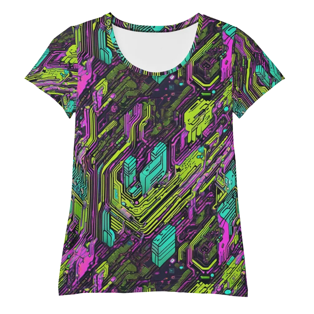 Chromatic Motherboard on Women's Athletic T-Shirt — Front