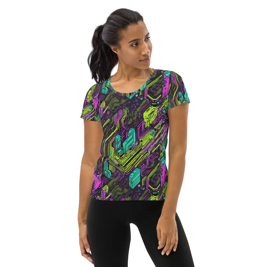 Chromatic Motherboard on Women's Athletic T-Shirt — Front