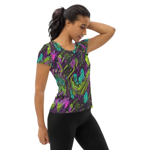 Chromatic Motherboard on a Women's Athletic T-Shirt