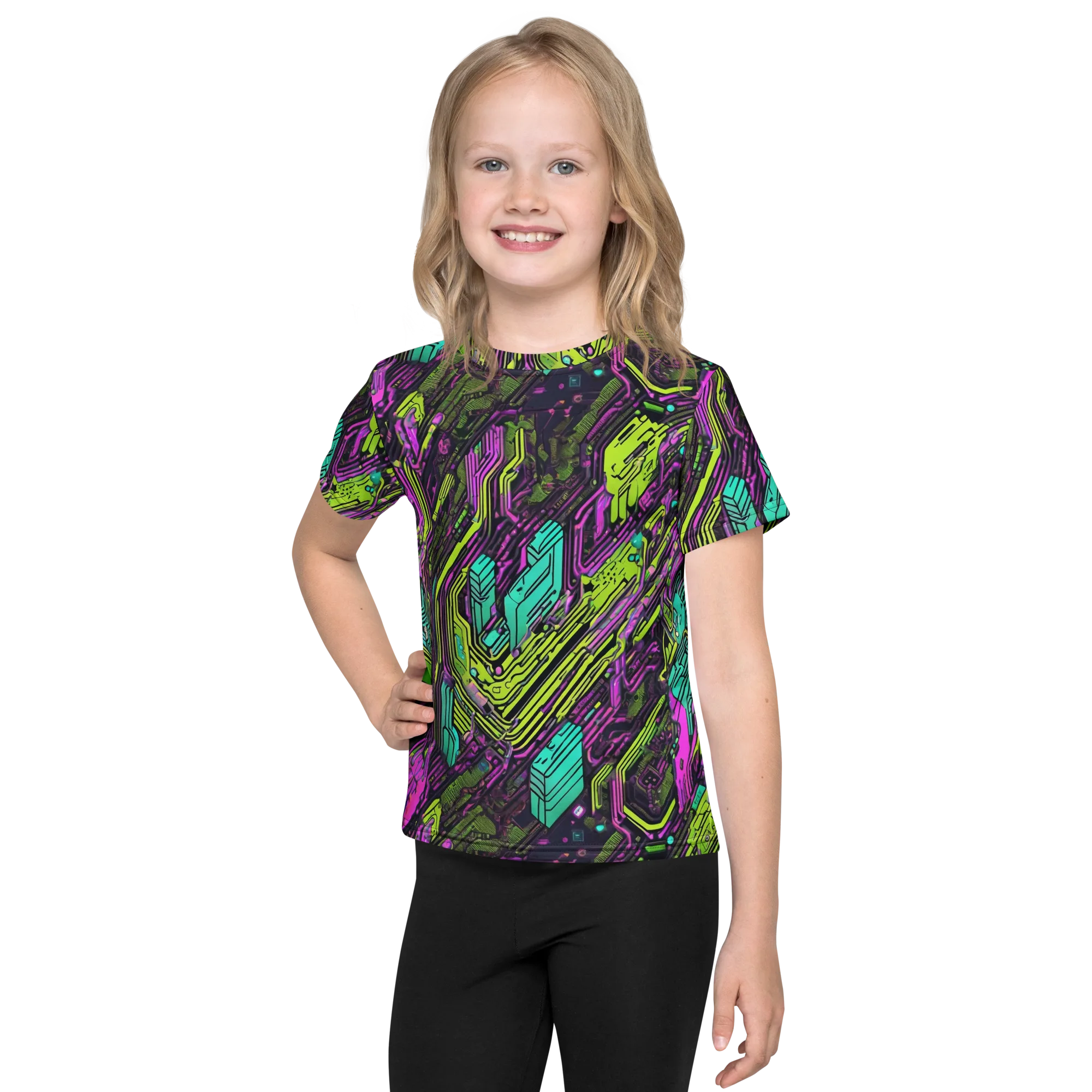 Chromatic Motherboard on Kids Crew Neck T-Shirt — Front