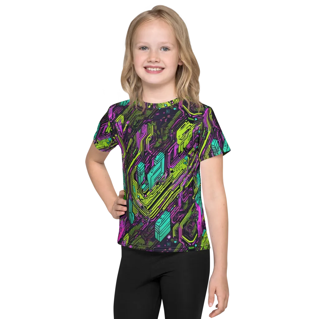 Chromatic Motherboard on Kids Crew Neck T-Shirt — Front