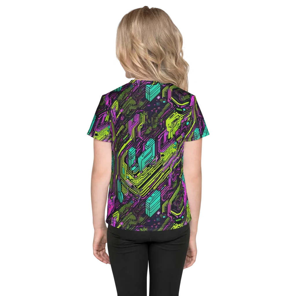 Chromatic Motherboard on Kids Crew Neck T-Shirt — Back