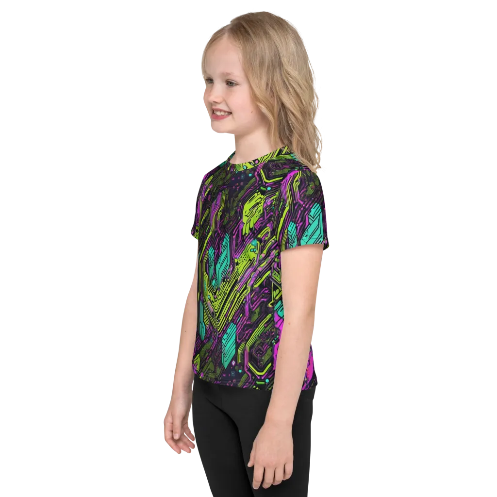 Chromatic Motherboard on Kids Crew Neck T-Shirt — Left