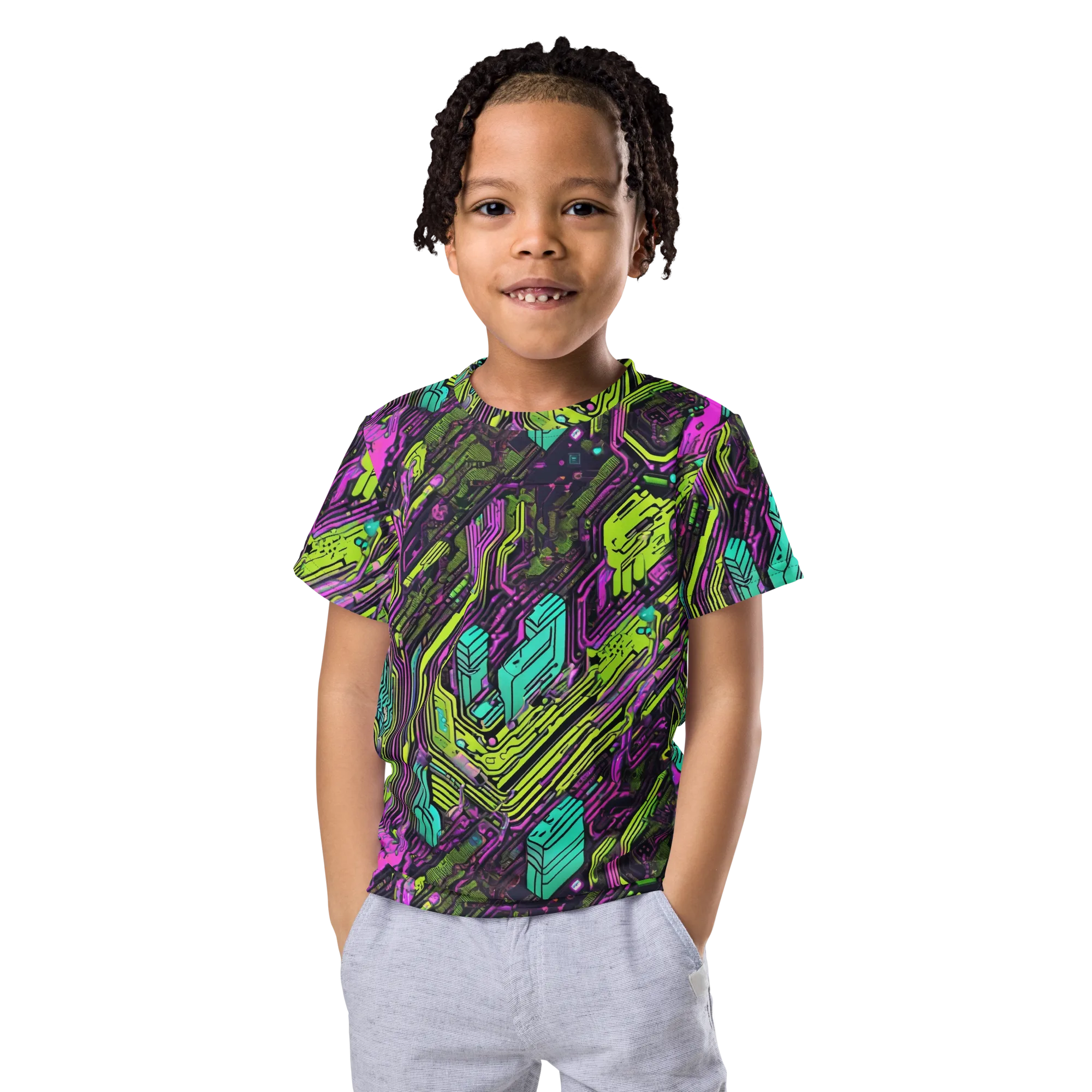 Chromatic Motherboard on Kids Crew Neck T-Shirt — Front