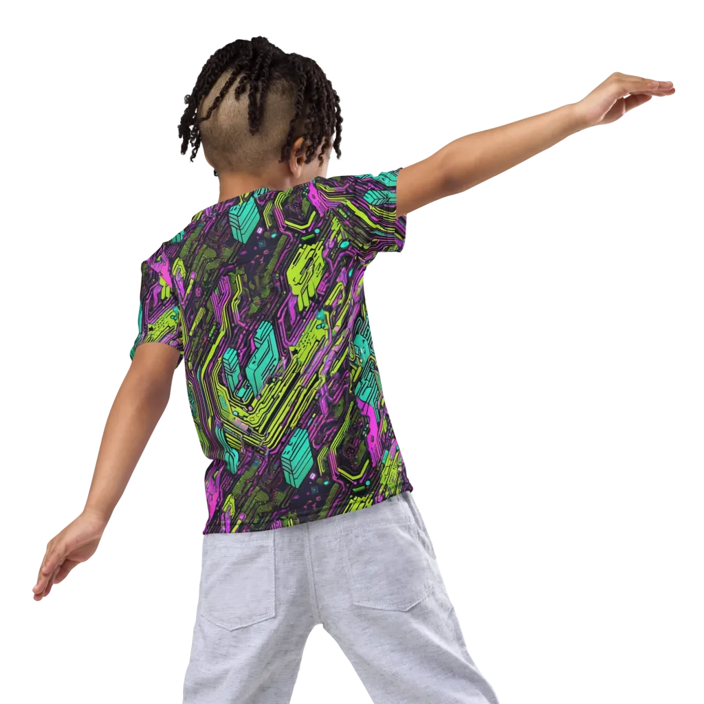 Chromatic Motherboard on Kids Crew Neck T-Shirt — Back