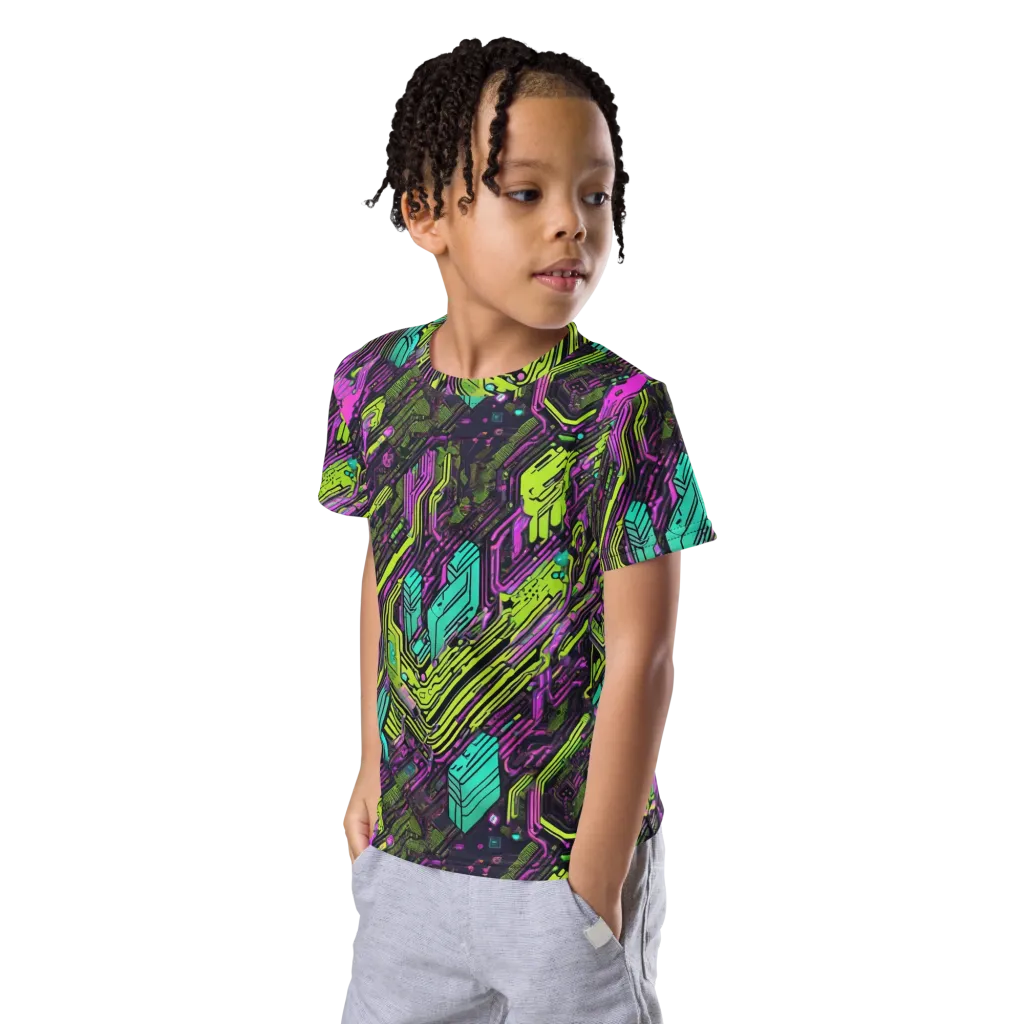 Chromatic Motherboard on Kids Crew Neck T-Shirt — Left Front