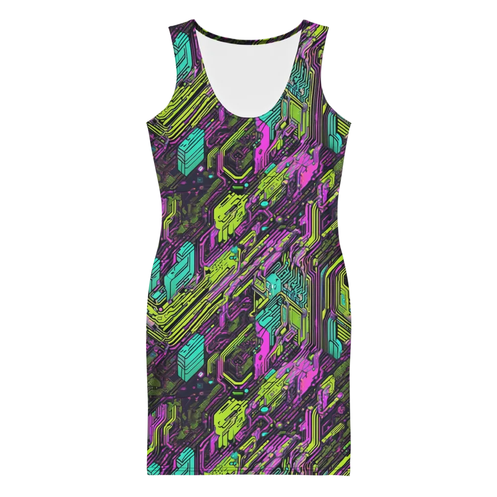 Chromatic Motherboard on Bodycon Dress — Front