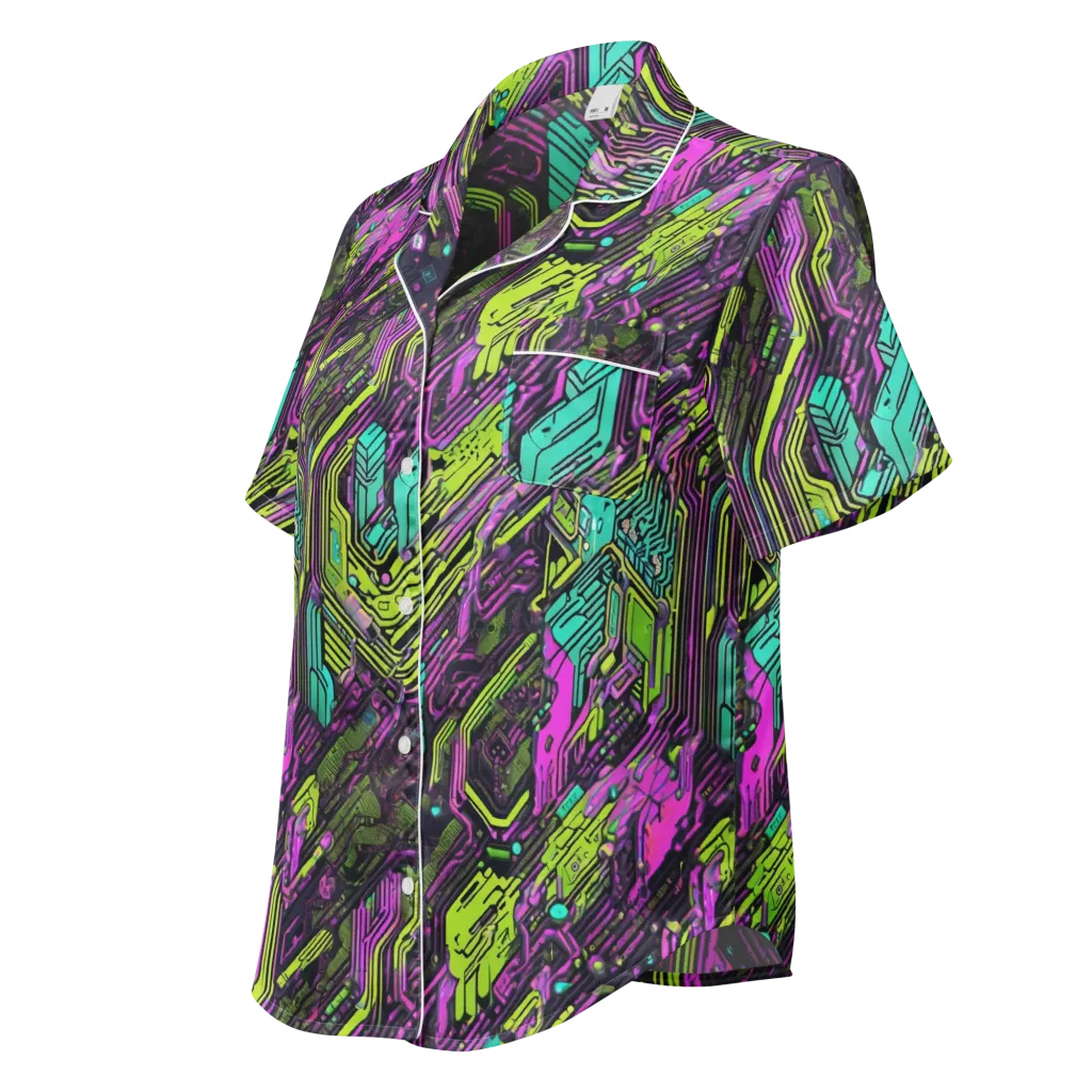 Chromatic Motherboard on Women's Short Sleeve Pajama Top — Left Front