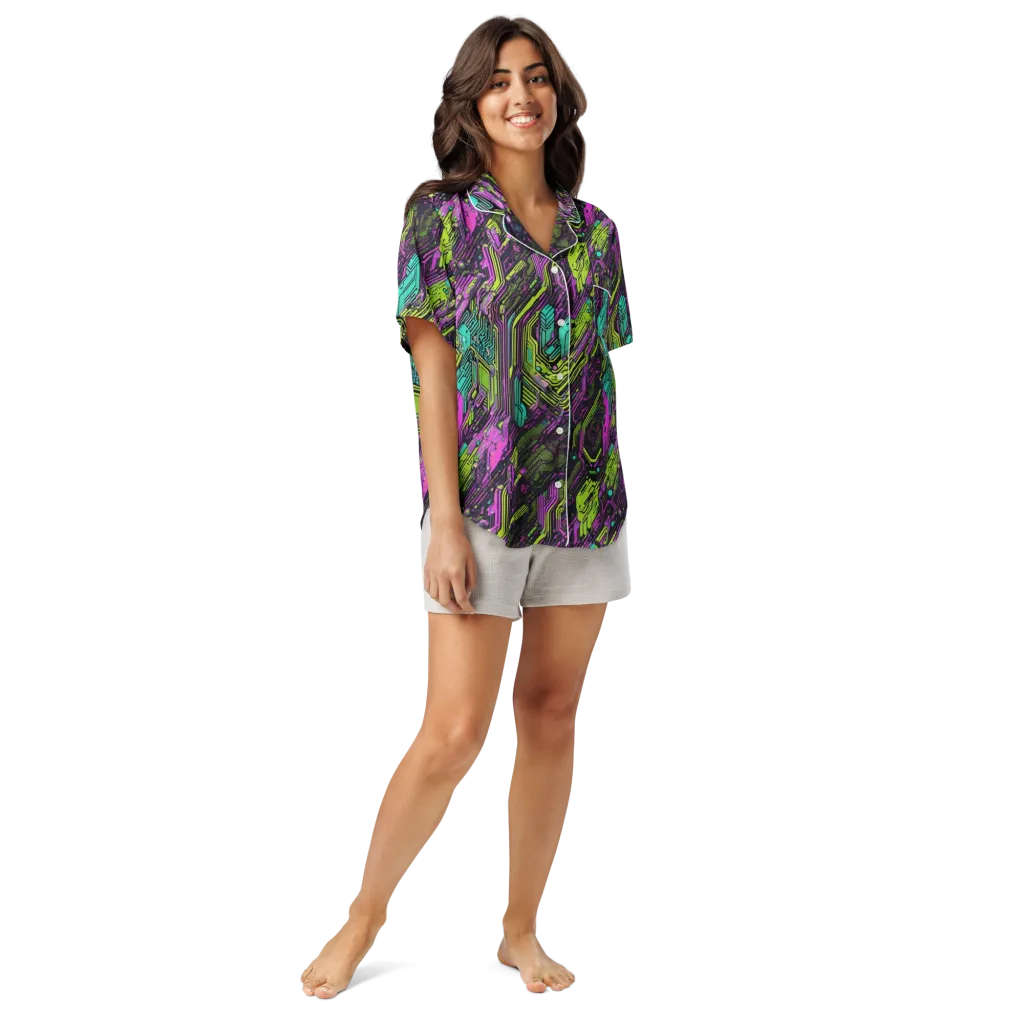 Chromatic Motherboard on Women's Short Sleeve Pajama Top — Front
