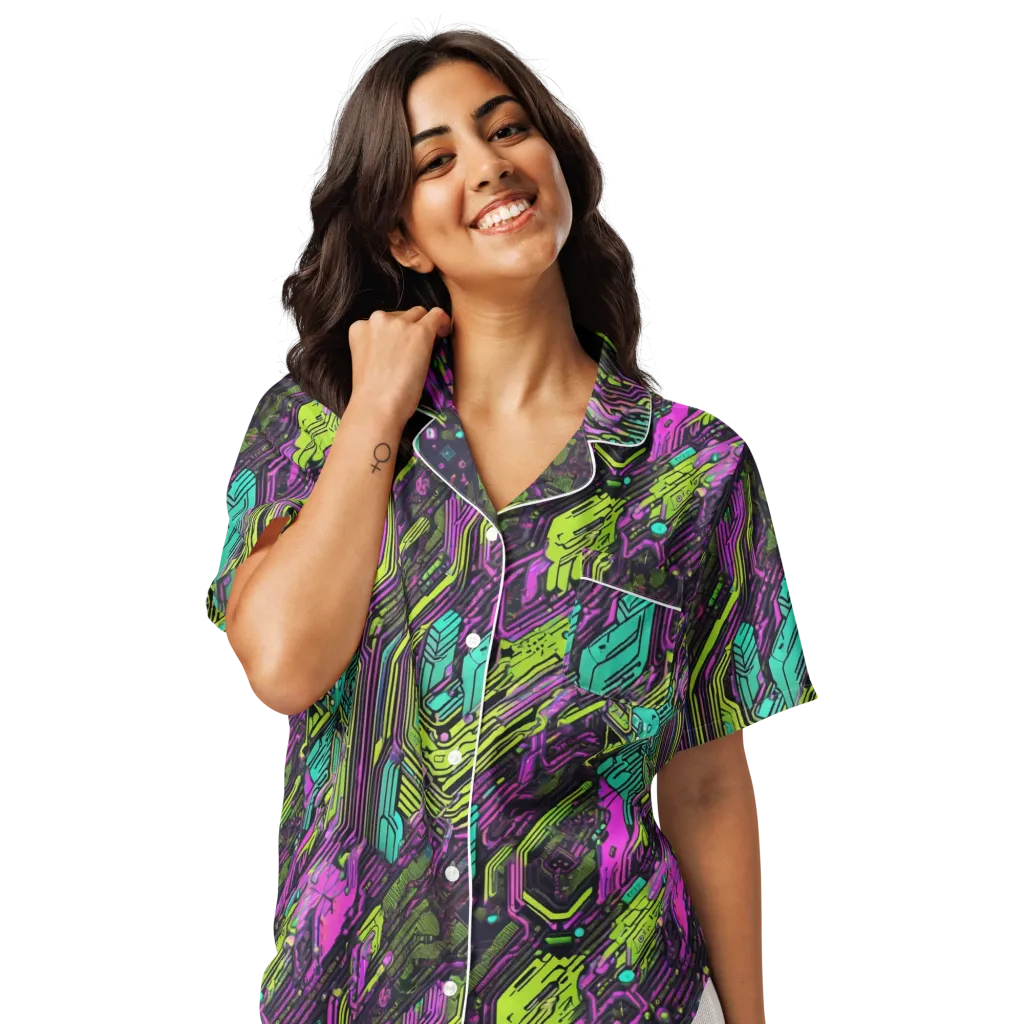 Chromatic Motherboard on Women's Short Sleeve Pajama Top — Front