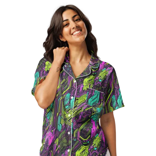 Chromatic Motherboard on a Women's Short Sleeve Pajama Top