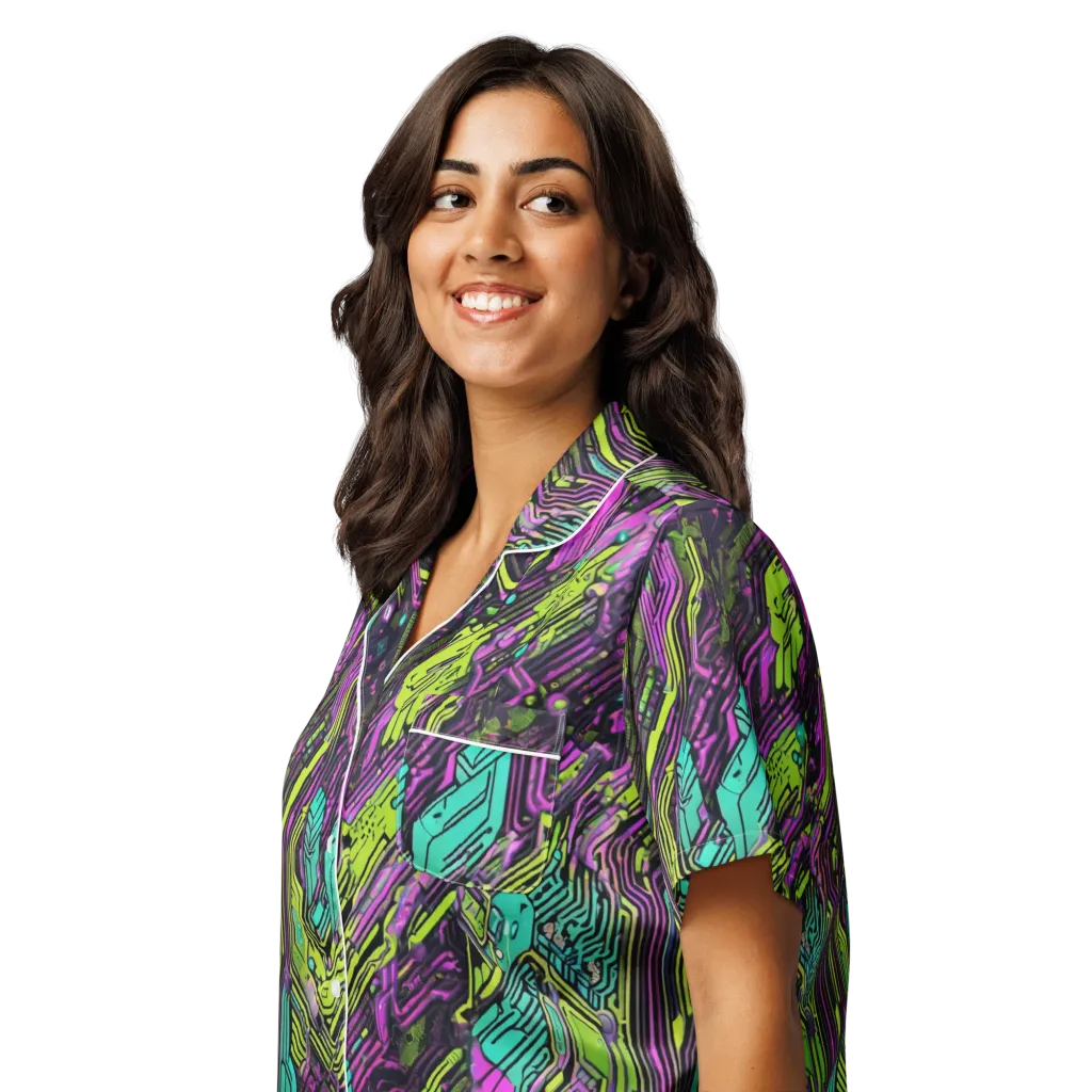 Chromatic Motherboard on Women's Short Sleeve Pajama Top — Left Front