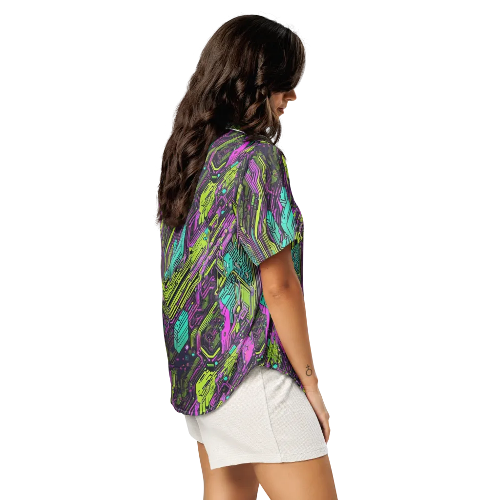 Chromatic Motherboard on Women's Short Sleeve Pajama Top — Right Back
