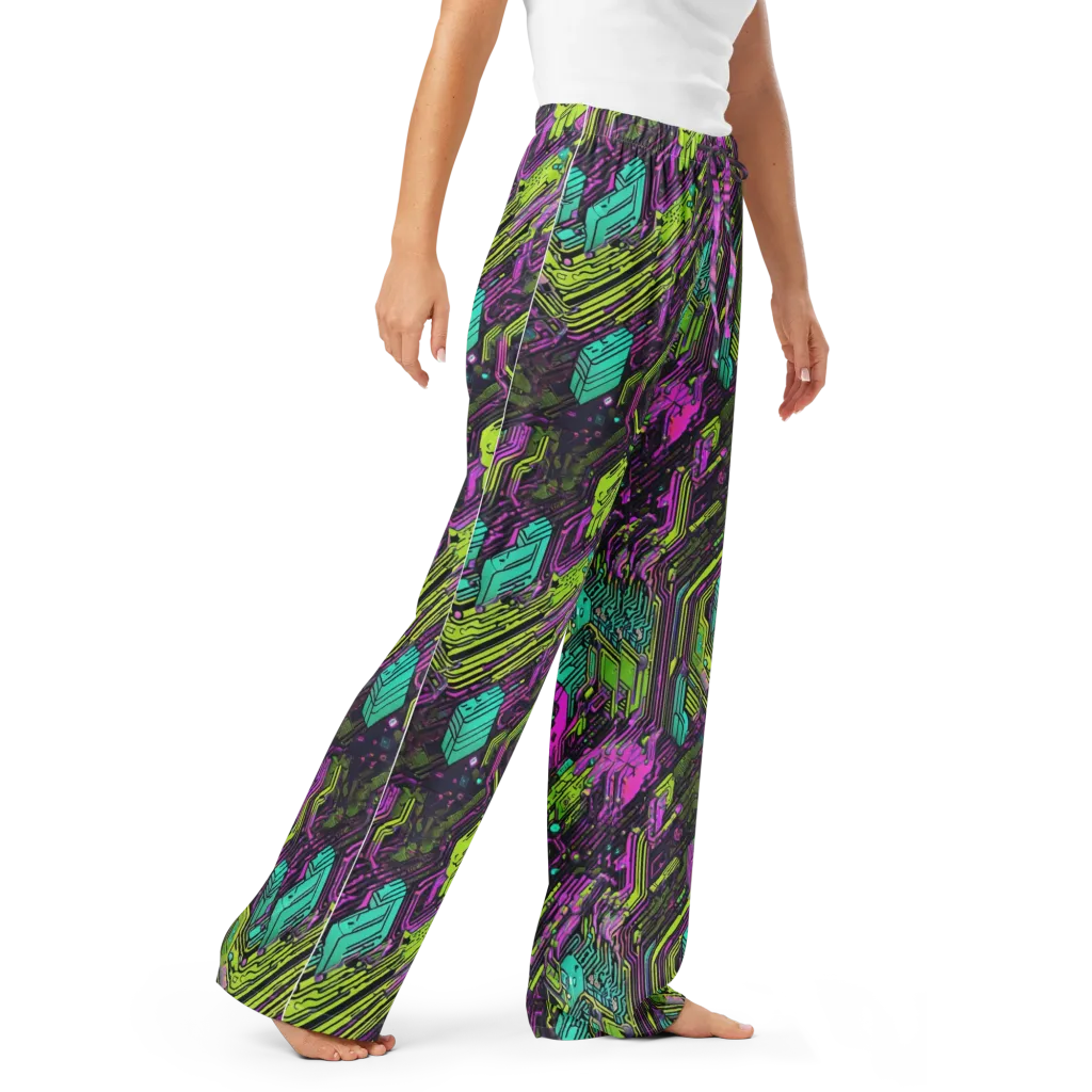 Chromatic Motherboard on Women's Pajama Pants — Right Front