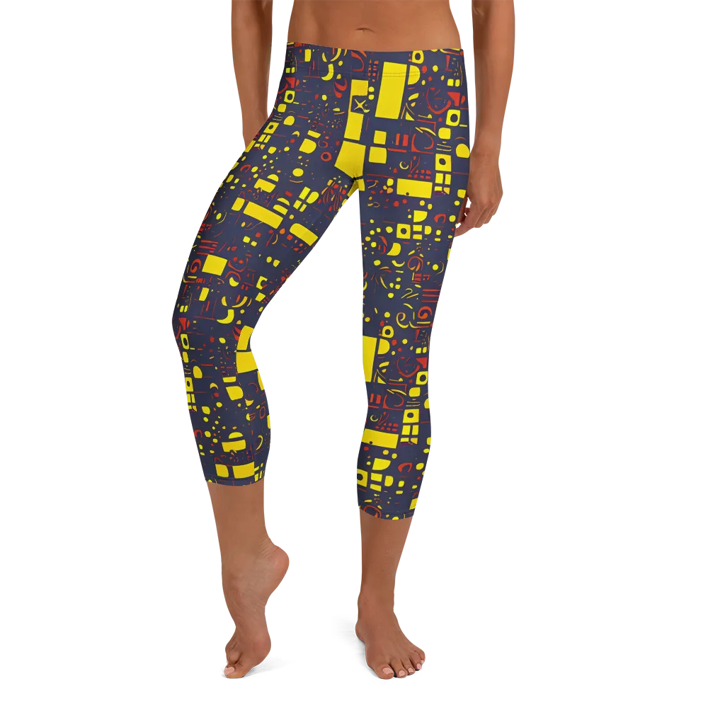 Indigo Voltage on Capri Leggings — Front