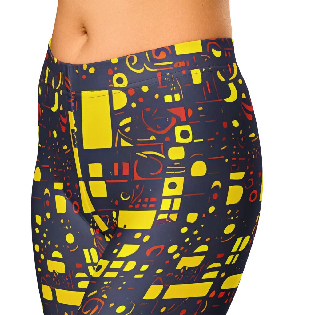 Indigo Voltage on Capri Leggings — Zoomed-in