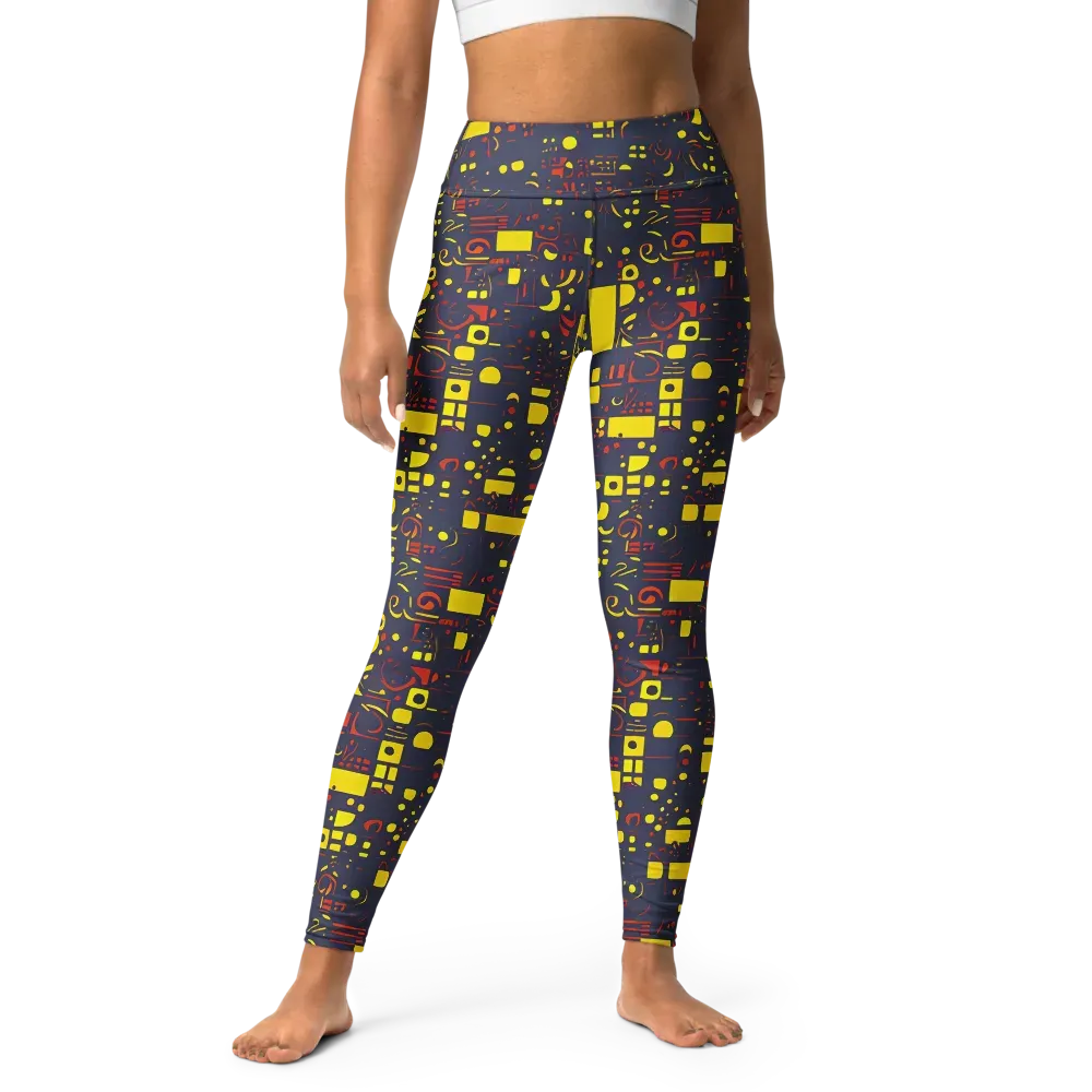 Indigo Voltage on Yoga Leggings — Front