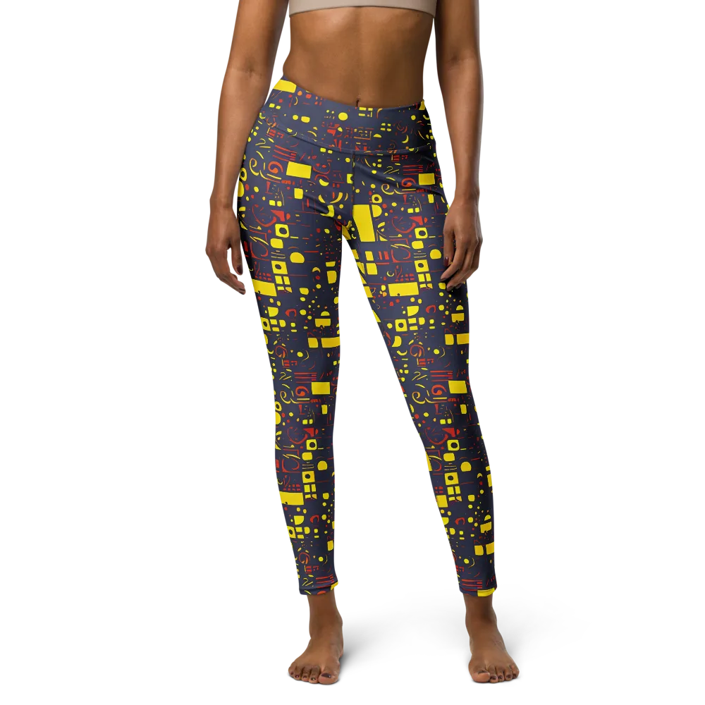 Indigo Voltage on Yoga Leggings — Front