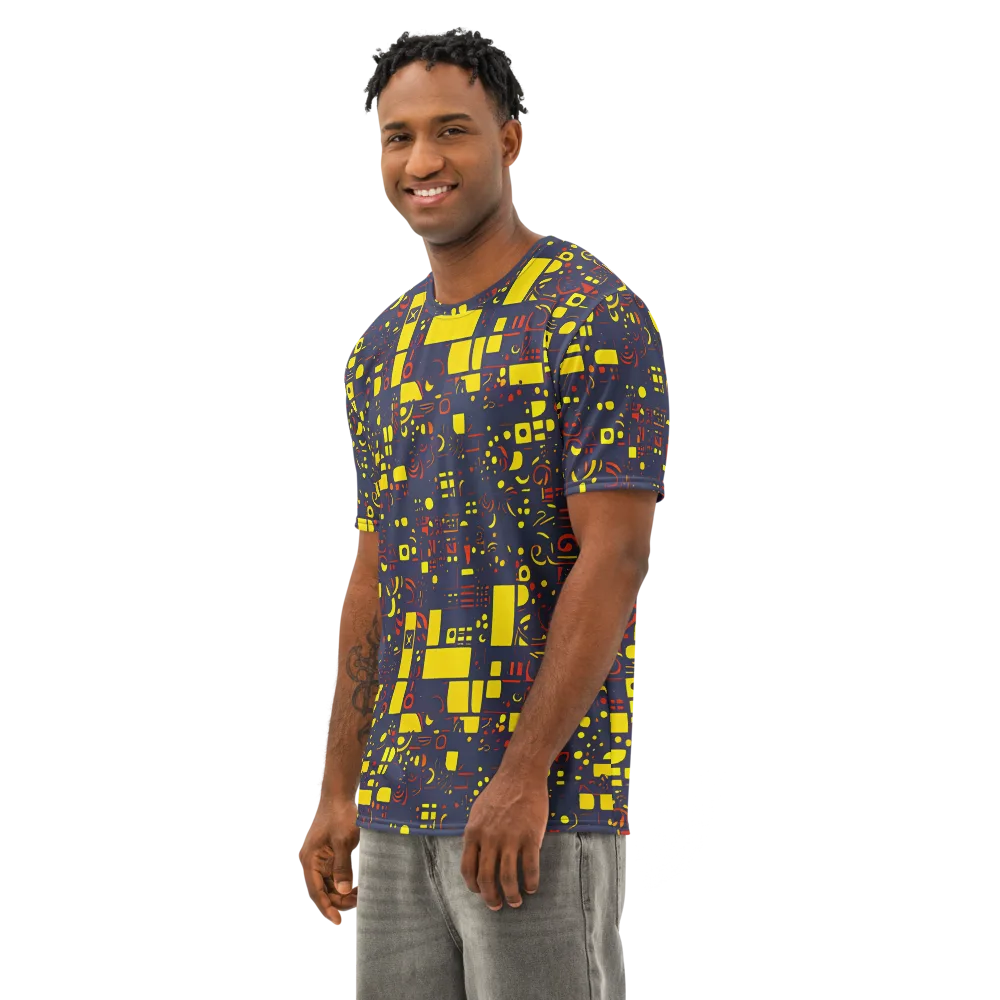 Indigo Voltage on Men's Cotton Crew Neck T-Shirt — Left Front
