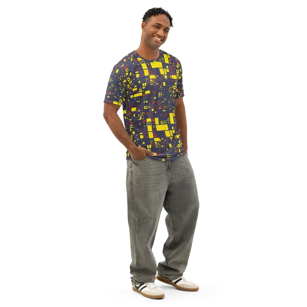 Indigo Voltage on Men's Cotton Crew Neck T-Shirt — Right Front