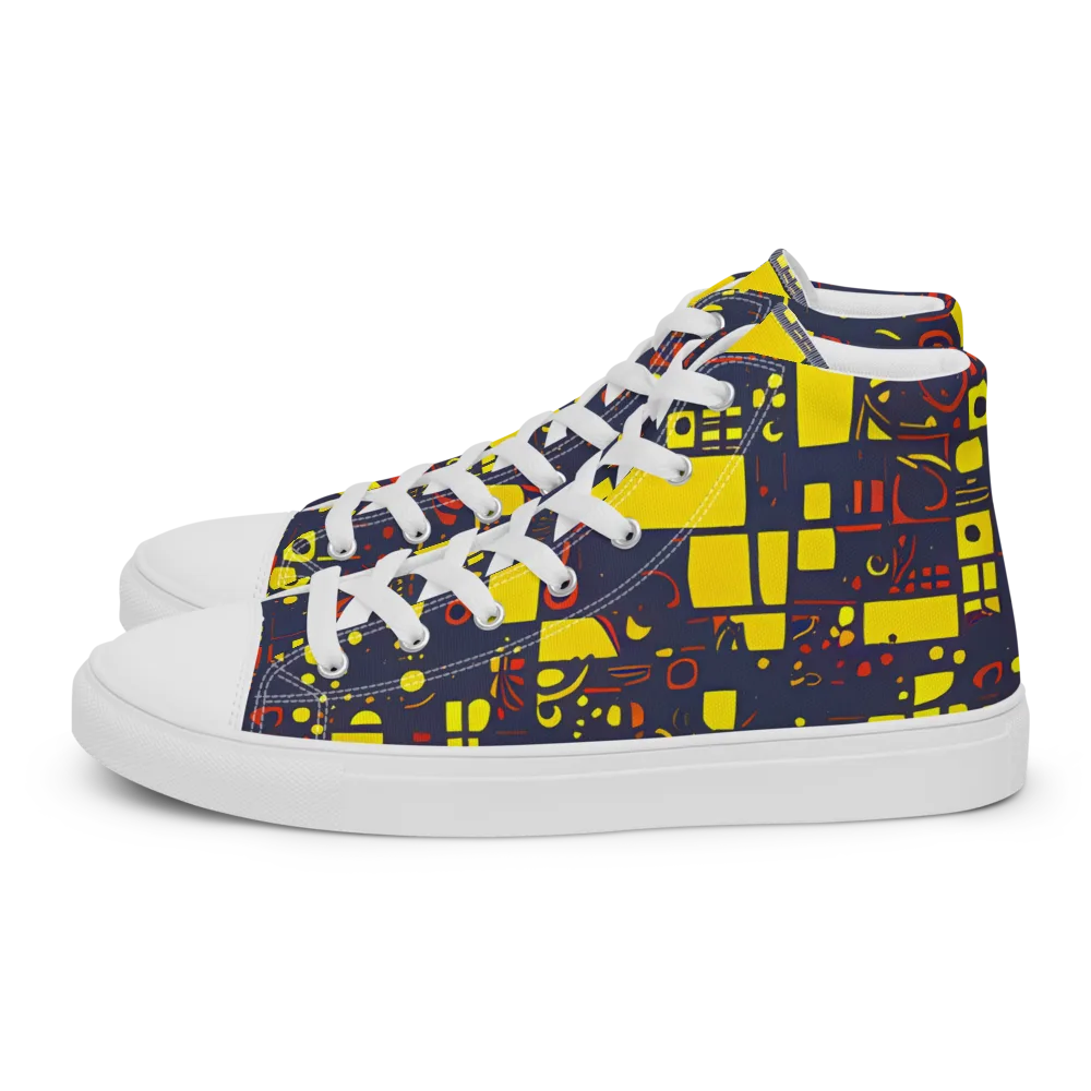 Indigo Voltage on Men's High Top Canvas Shoes — Left