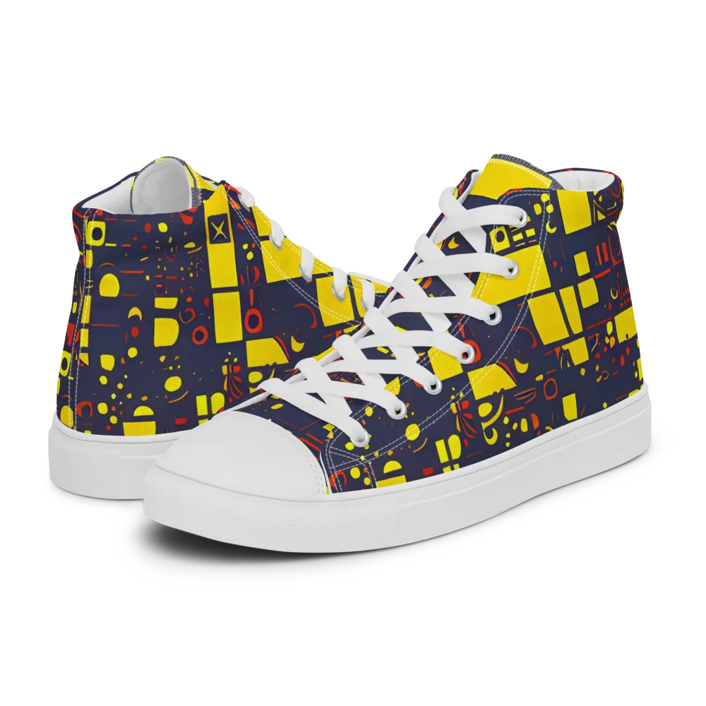 Indigo Voltage on Men's High Top Canvas Shoes — Left