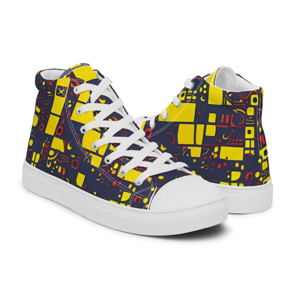 Indigo Voltage on Men's High Top Canvas Shoes — Right