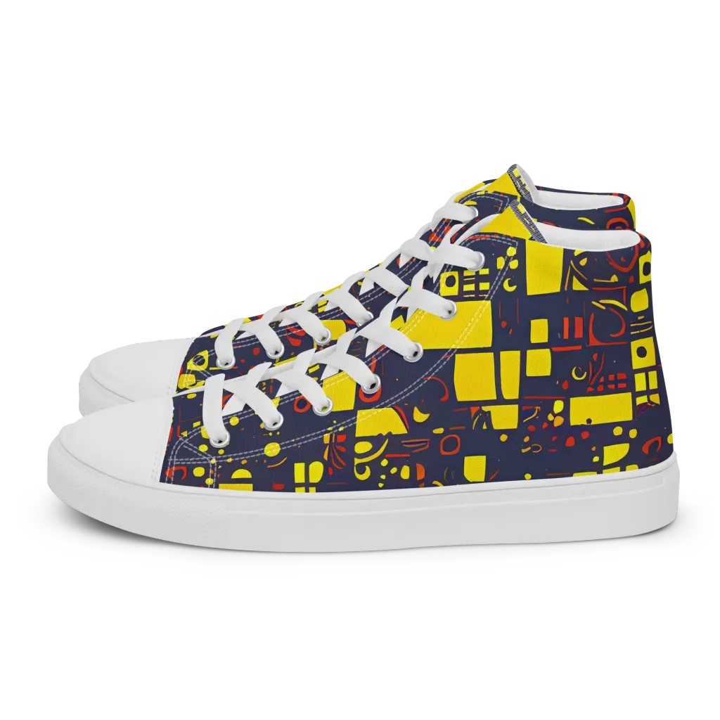 Indigo Voltage on Women's High Top Canvas Shoes — Left