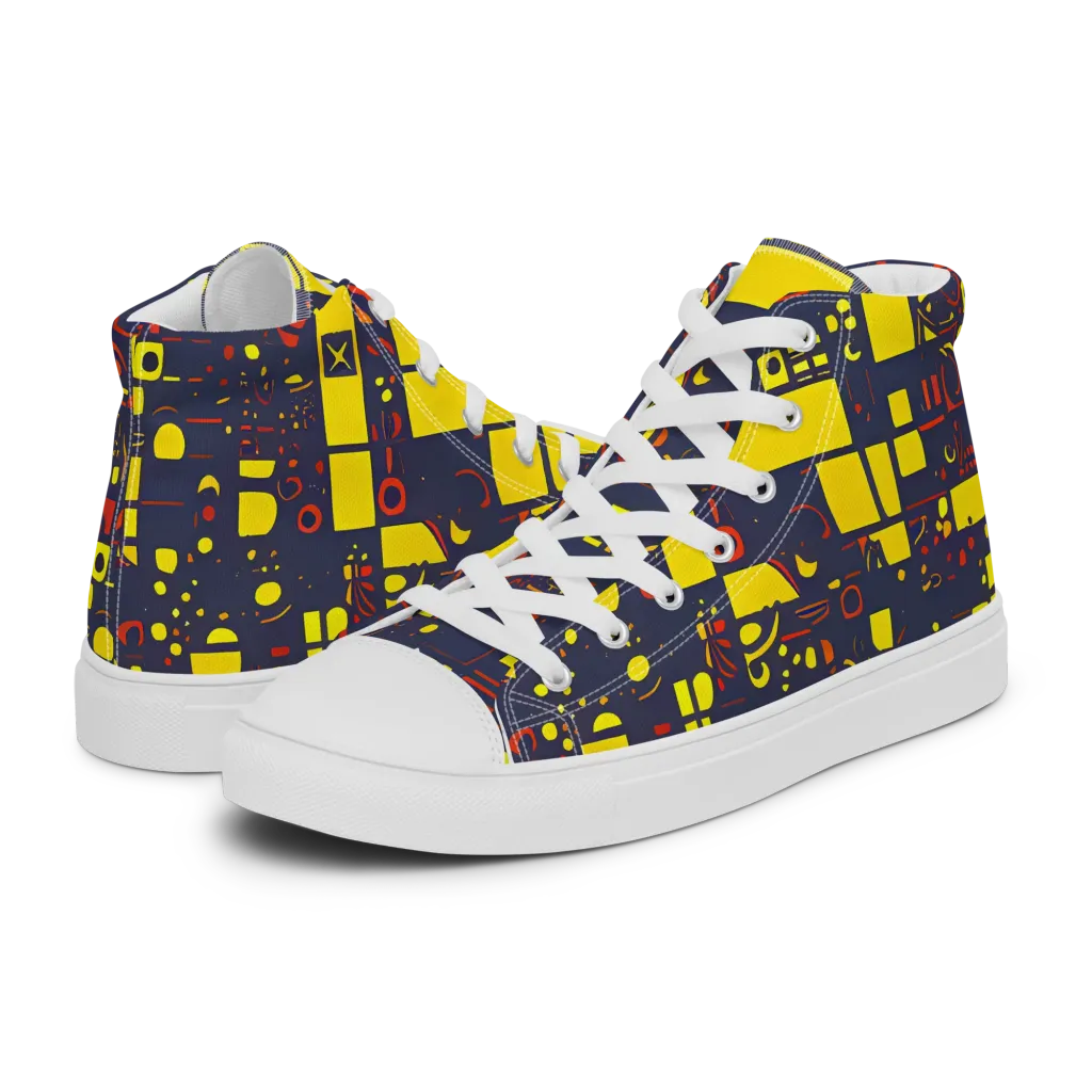 Indigo Voltage on Women's High Top Canvas Shoes — Left