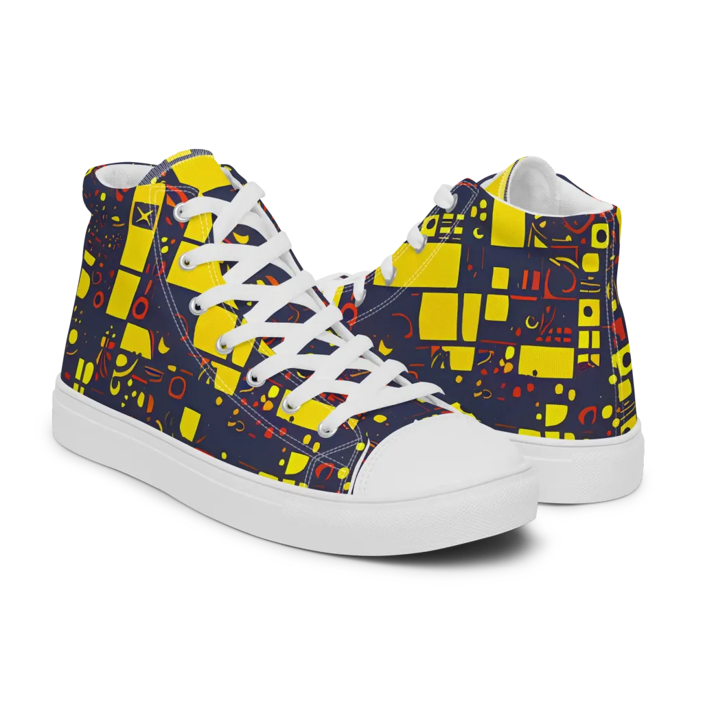 Indigo Voltage on Women's High Top Canvas Shoes — Right